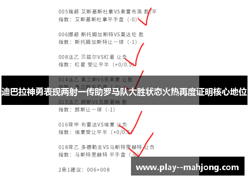 迪巴拉神勇表现两射一传助罗马队大胜状态火热再度证明核心地位